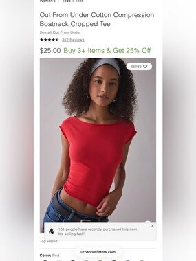 Urban Outfitters Red Cap Sleeve Tee